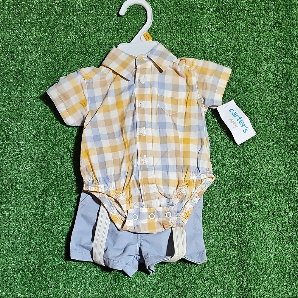 Carter's Yellow and Blue Checkered Baby Outfit
